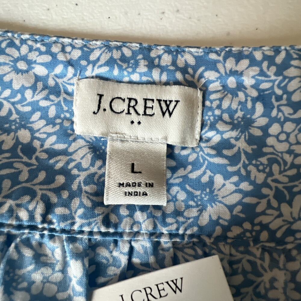 J. Crew Blue Large BR779 Cotton Floral Square neck Ruffle Top J- NWT - Picture 11 of 14